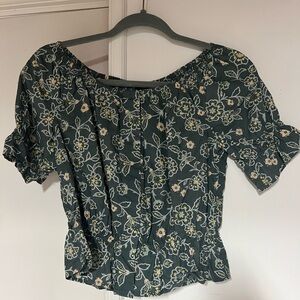 J. Crew Floral Print Blouse in Green and Yellow